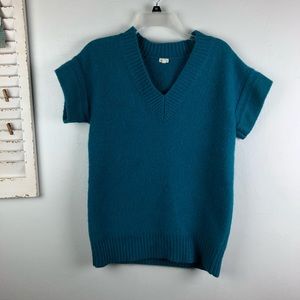 J Crew Short Sleeve V-Neck Wool Alpaca Sweater M